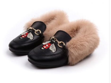 kids fur loafers