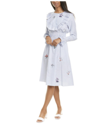 Tory Burch - Embellished Smocked Midi Dress Sale - Metziahs