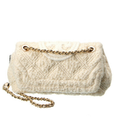 Chanel Fringe Trim Flap Bag Quilted Tweed Small